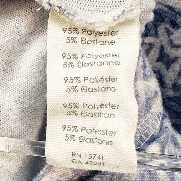 PJ SALVAGE Long Sleeve & Jogger Pajama Set • Large • blue white geometric print - Picture 9 of 11